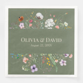 Sage Green Wildblume Meadow Wedding Napkins Serviette (Vorderseite)