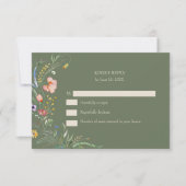 Sage Green Wildblume Meadow Wedding RSVP Card Dankeskarte (Vorderseite)