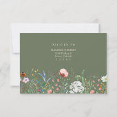 Sage Green Wildblume Meadow Wedding RSVP Card Dankeskarte (Rückseite)