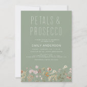Sage Green Wildblume Petals & Prosecco Einladung (Vorderseite)