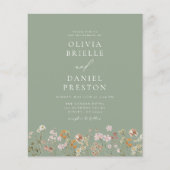 Sage Green Wildblume QR Code Garden Wedding Flyer (Vorne)