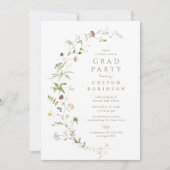 Sage Green Wildblume Rustic Boho Abschluss Einladung (Vorderseite)