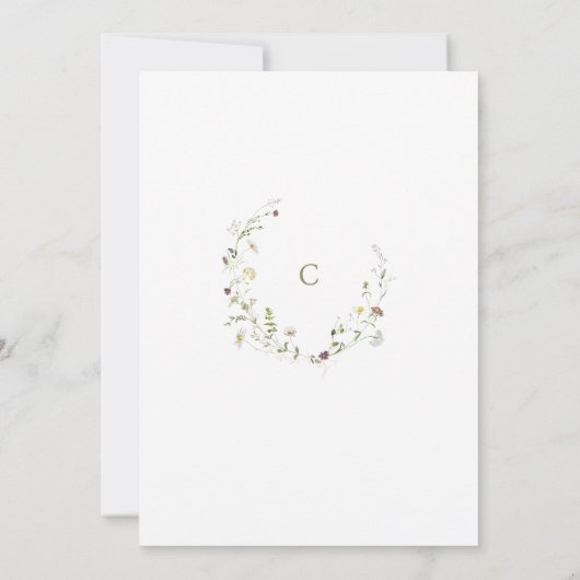 Sage Green Wildblume Rustic Boho Abschluss Einladung (Rückseite)