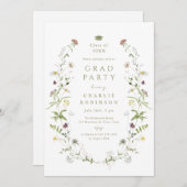 Sage Green Wildblume Rustic Boho Abschluss Einladung (Vorne/Hinten)