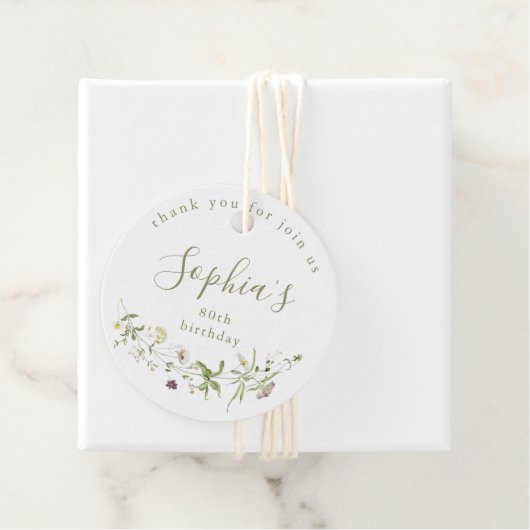 Sage Green Wildblume Rustic Boho Birthday Geschenkanhänger (Beispiel)