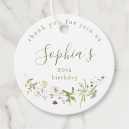 Sage Green Wildblume Rustic Boho Birthday Geschenkanhänger
