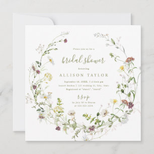 Sage Green Wildblume Rustic Boho Brautparty Einladung