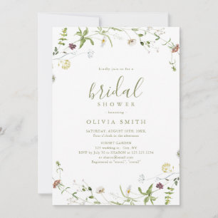 Sage Green Wildblume Rustic Boho Brautparty Einladung
