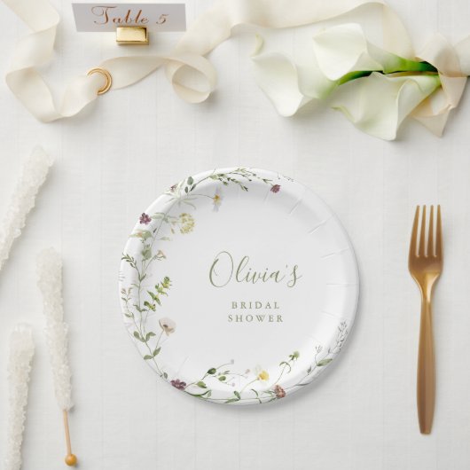 Sage Green Wildblume Rustic Boho Brautparty Pappteller (Hochzeit)