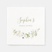 Sage Green Wildblume Rustic Boho Brautparty Serviette (Vorderseite)