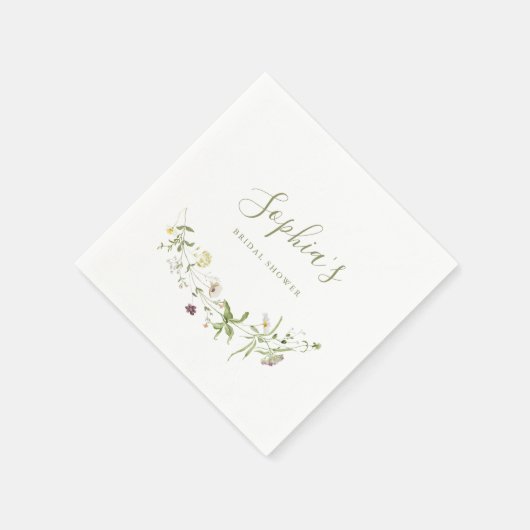 Sage Green Wildblume Rustic Boho Brautparty Serviette (Ecke)