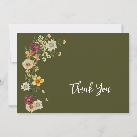 Sage Green Wildblume Rustic Boho Dankeskarte (Vorderseite)