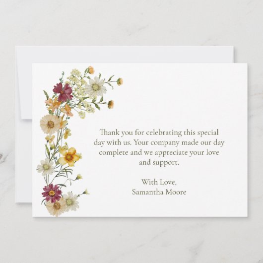 Sage Green Wildblume Rustic Boho Dankeskarte (Rückseite)