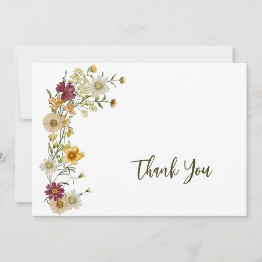 Sage Green Wildblume Rustic Boho Dankeskarte (Vorderseite)