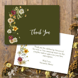 Sage Green Wildblume Rustic Boho Dankeskarte