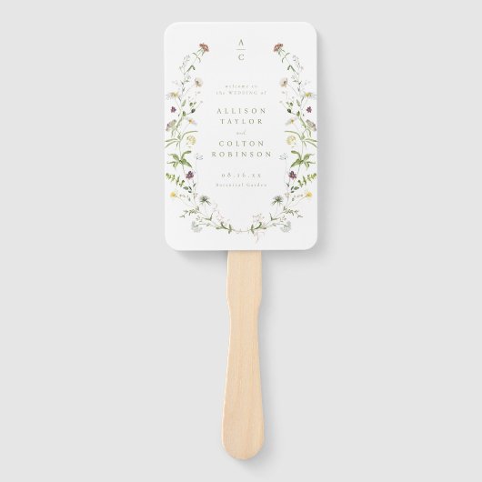 Sage Green Wildblume Rustic Boho Hochzeitsprogramm Fächer (Vorderseite)