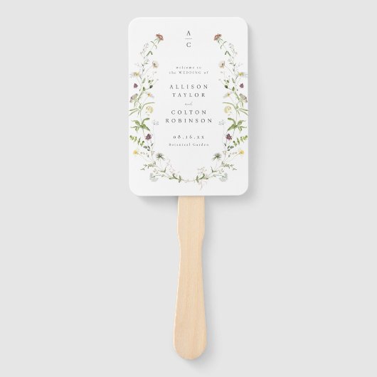 Sage Green Wildblume Rustic Boho Hochzeitsprogramm Fächer (Vorderseite)