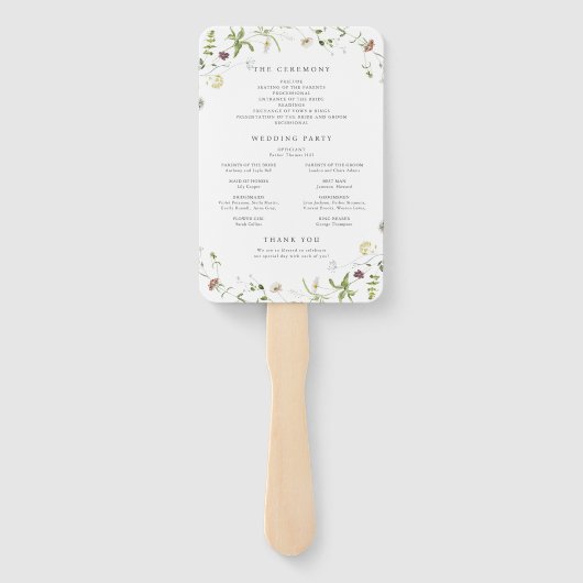Sage Green Wildblume Rustic Boho Hochzeitsprogramm Fächer (Rückseite)