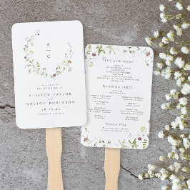 Sage Green Wildblume Rustic Boho Hochzeitsprogramm Fächer