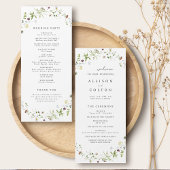 Sage Green Wildblume Rustic Boho Hochzeitsprogramm Programm