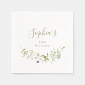 Sage Green Wildblume Rustic Boho jedes Alter Gebur Serviette (Vorderseite)