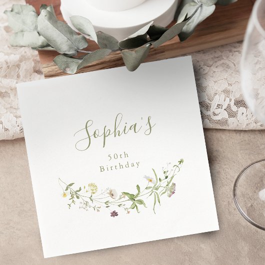 Sage Green Wildblume Rustic Boho jedes Alter Gebur Serviette