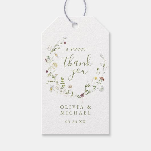 Sage Green Wildblume Rustic Boho vielen Dank für I Geschenkanhänger (Vorderseite)