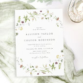 Sage Green Wildblume Rustic Boho Wedding Foto Einladung