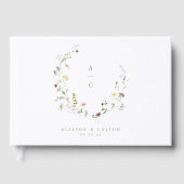 Sage Green Wildblume Rustic Boho Wedding Monogram Gästebuch (Vorderseite)