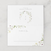 Sage Green Wildblume Rustic Boho Wedding Monogram Platzkarte (Außenseite Aufgefaltet)