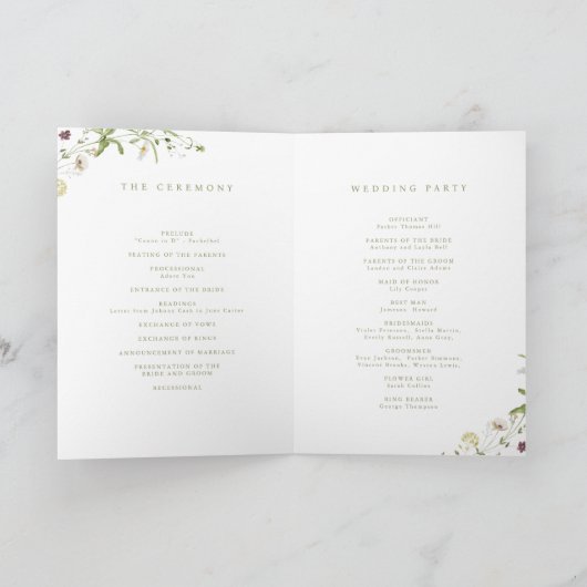 Sage Green Wildblume Rustic Boho Wedding Monogram Programm (Innenseite)