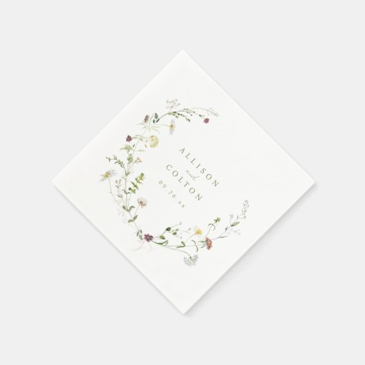 Sage Green Wildblume Rustic Boho Wedding Napkins Serviette (Ecke)