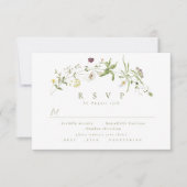 Sage Green Wildblume Rustic Boho Wedding RSVP Karte (Vorderseite)