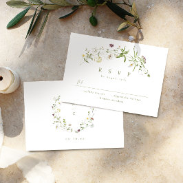 Sage Green Wildblume Rustic Boho Wedding RSVP Karte