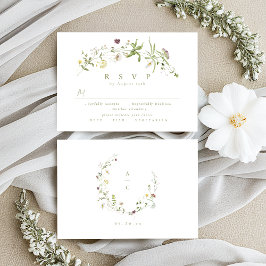 Sage Green Wildblume Rustic Boho Wedding RSVP Karte