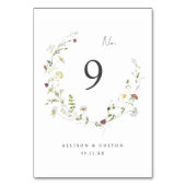 Sage Green Wildblume Rustic Boho Wedding Tischnummer (Rückseite)