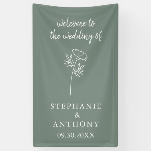Sage Green Wildblume Wedding Banner (Vertikal)
