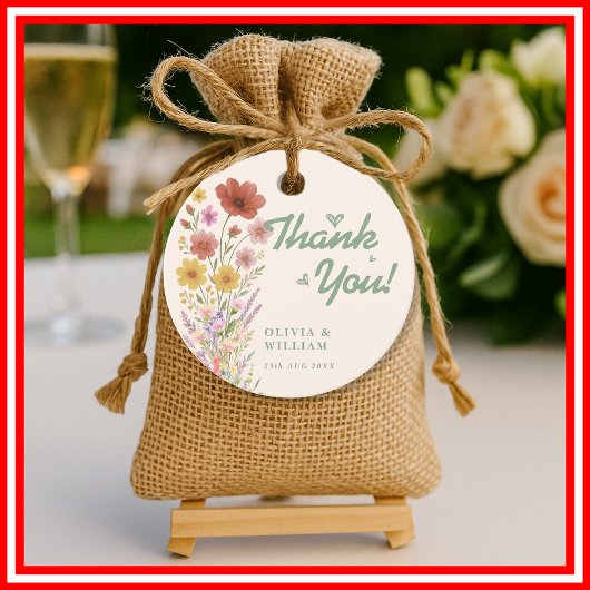 Sage Green Wildblume Wedding Danke Geschenkanhänger