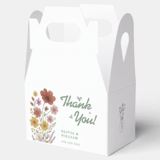 Sage Green Wildblume Wedding Danke Geschenkschachtel (Geöffnet)