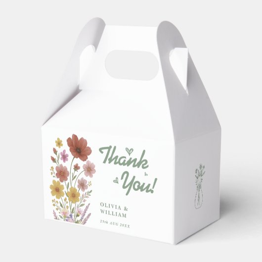 Sage Green Wildblume Wedding Danke Geschenkschachtel (Vorderseite)