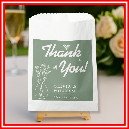Sage Green Wildblume Wedding Danke Geschenktütchen