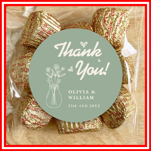 Sage Green Wildblume Wedding Danke Runder Aufkleber
