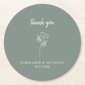 Sage Green Wildblume Wedding Danke Runder Pappuntersetzer (Vorderseite)