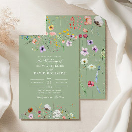 Sage Green Wildblume Wedding Einladung