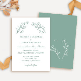 Sage Green Wildblume Wedding Einladung