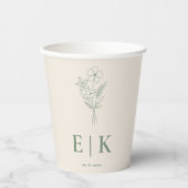 Sage Green Wildblume Wedding Pappbecher (Vorderseite)