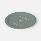 Sage Green Wildblume Wedding Pappteller (Schrägansicht)