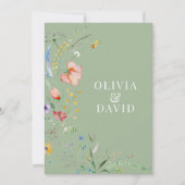Sage Green Wildblume Wedding Program Einladung (Vorderseite)