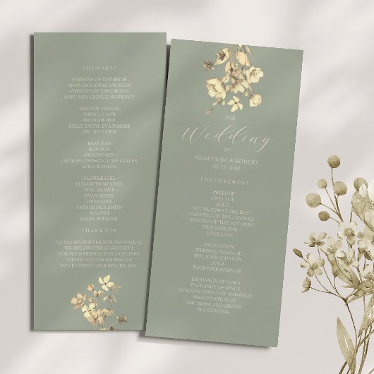 Sage Green Wildblume Wedding Program Programm