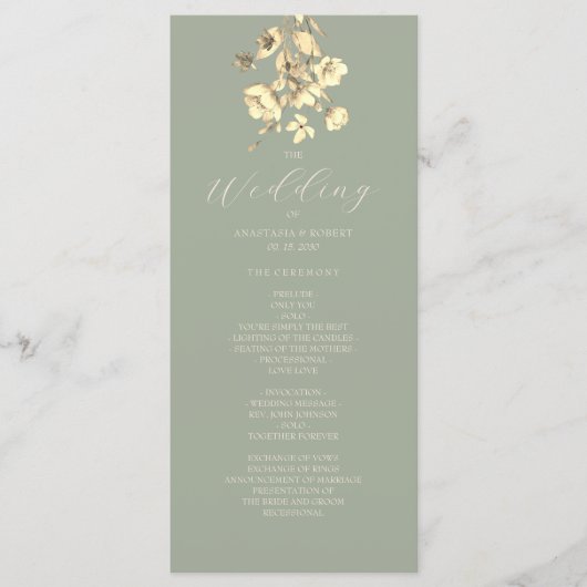 Sage Green Wildblume Wedding Program Programm (Vorderseite)